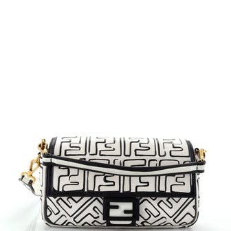 Fendi Baguette NM Bag Joshua Vides Zucca Embossed Leather Medium