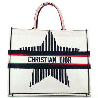 Christian Dior Dioralps Book Tote Embroidered Canvas Large