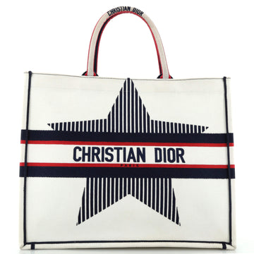 Christian Dior Dioralps Book Tote Embroidered Canvas Large