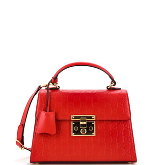 Gucci Padlock Top Handle Bag Guccissima Leather Small
