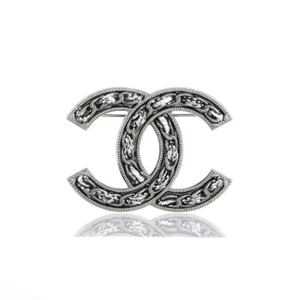 Chanel Woven Chain CC Brooch Metal and Fabric