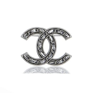 Chanel Woven Chain CC Brooch Metal and Fabric