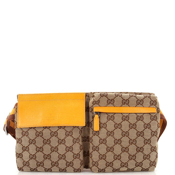 Gucci Vintage Double Belt Bag GG Canvas