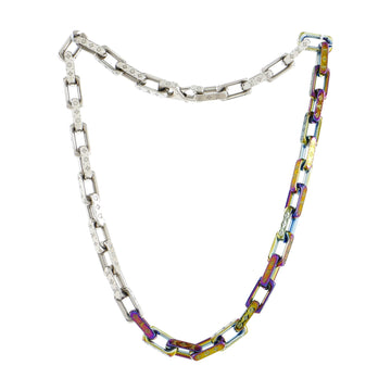 Louis Vuitton Monogram Chain Necklace Rainbow Metal