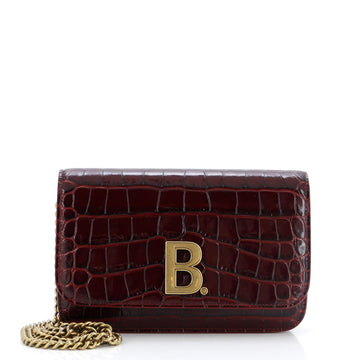 Balenciaga B Dot Wallet on Chain Crocodile Embossed Leather