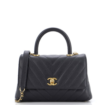 Chanel Coco Top Handle Bag Chevron Caviar Mini