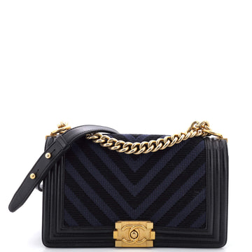 Chanel Boy Flap Bag Braided Chevron Cording and Calfskin Old Medium