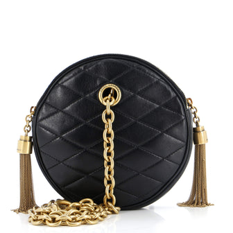 Saint Laurent Le Maillon Round Tassel Chain Shoulder Bag Quilted Leather