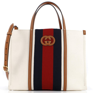Gucci Interlocking G Web Tote Canvas Medium