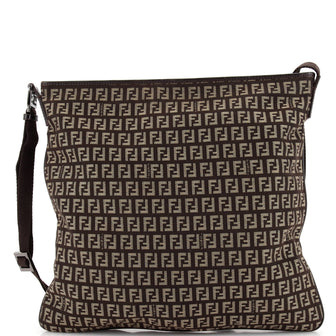 Fendi Vintage Zip Messenger Bag Zucchino Canvas Medium