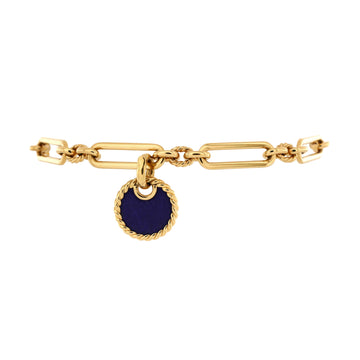 David Yurman Elements Disc Pendant Lexington Chain Bracelet 18K Yellow Gold and Lapis Lazuli 6.5mm