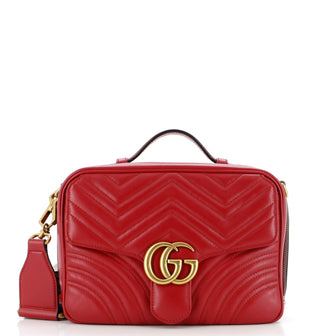 Gucci GG Marmont Zip Around Camera Bag Matelasse Leather Small