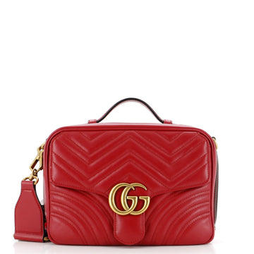 Gucci GG Marmont Zip Around Camera Bag Matelasse Leather Small