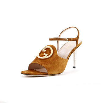 Gucci Women's Blondie Ankle Strap Heeled Sandals Suede