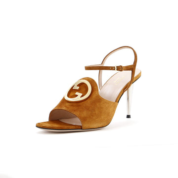 Gucci Women's Blondie Ankle Strap Heeled Sandals Suede