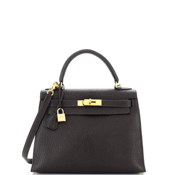 Hermes Kelly Handbag Brown Chevre de Coromandel with Gold Hardware 28