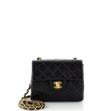 Chanel Vintage Square Classic Single Flap Bag Quilted Lambskin Mini