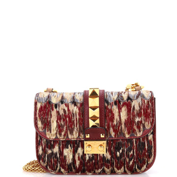 Valentino Garavani Glam Lock Shoulder Bag Embellished Mixed Media Small