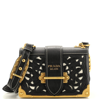 Prada Cahier Crossbody Bag Laser Cut Calfskin Small