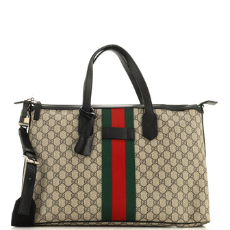 Gucci Web Duffle Bag GG Coated Canvas Medium