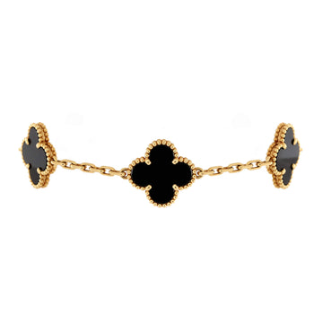 Van Cleef & Arpels Vintage Alhambra 5 Motifs Bracelet 18K Yellow Gold and Onyx