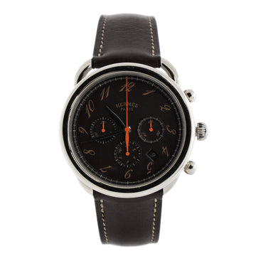 Hermes Arceau Chronograph Automatic Watch Stainless Steel and Leather 43