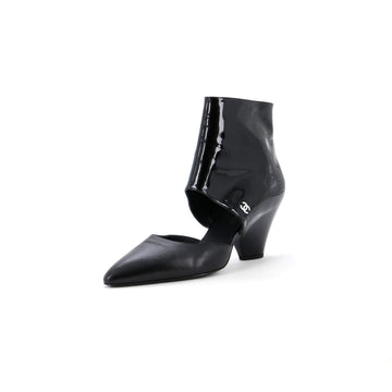 Chanel Women's CC Cut Out Ankle Boots Patent