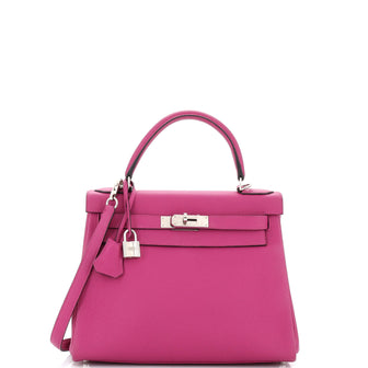 Hermes Kelly Handbag Pink Togo with Palladium Hardware 28