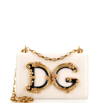 Dolce & Gabbana DG Girls Flap Bag Embellished Leather Small
