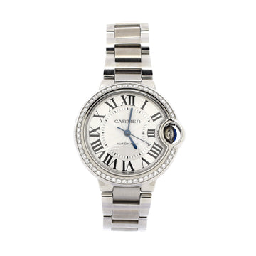 Cartier Ballon Bleu de Cartier Automatic Watch Stainless Steel with Diamond Bezel 33