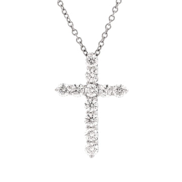 Tiffany & Co. Cross Pendant Necklace Platinum and Diamonds Small