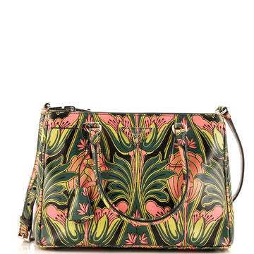 Prada Double Zip Lux Tote Printed Saffiano Leather Small