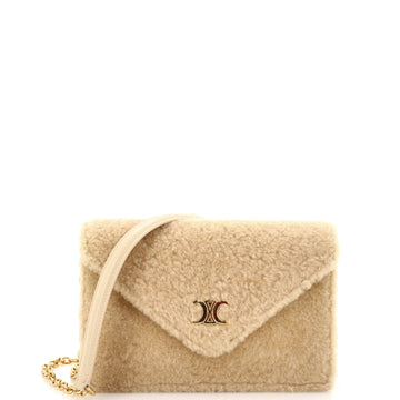 Celine Triomphe Envelope Chain Wallet Shearling