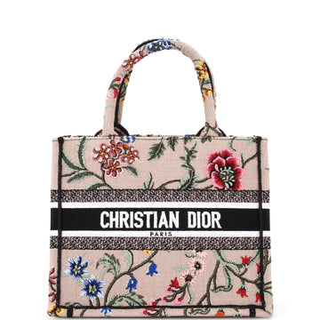 Christian Dior Book Tote Cannage Embroidered Raffia Small