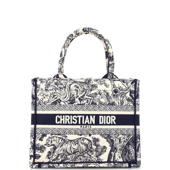 Christian Dior Book Tote Embroidered Canvas Small
