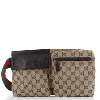 Gucci Vintage Double Belt Bag GG Canvas