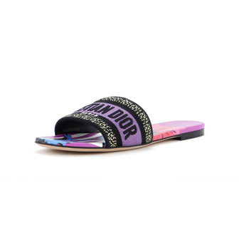 Christian Dior Women's Dway Flat Sandals Embroidered Canvas