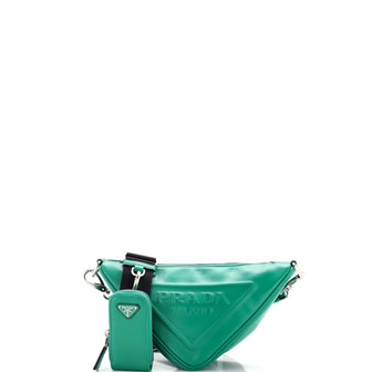 Prada Triangle Logo Zip Crossbody Bag Leather Small