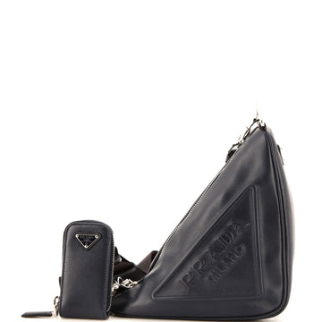 Prada Triangle Logo Zip Crossbody Bag Leather Small