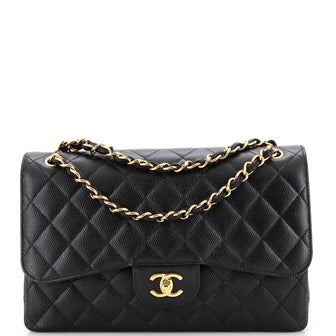 Chanel Classic Double Flap Bag Quilted Caviar Jumbo