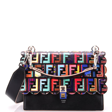 Fendi Kan I Bag Zucca Embossed Patent and Leather Medium