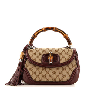 Gucci New Bamboo Top Handle Bag GG Canvas Medium