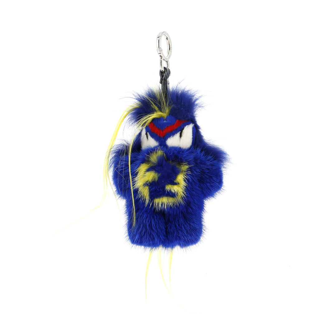 極美品　フェンディ モンスター　カモフラ　ネイビー 27.0 Bag Bugs Fendi Fendirumi Bug-Kun Monster Bag Charm Fur 284657