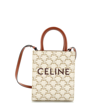 Celine Vertical Cabas Tote Triomphe Coated Canvas Mini