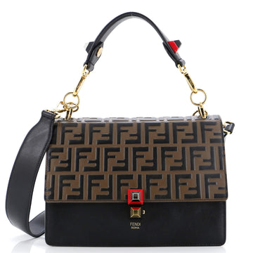 Fendi Kan U Shoulder Bag Zucca Embossed Leather Medium