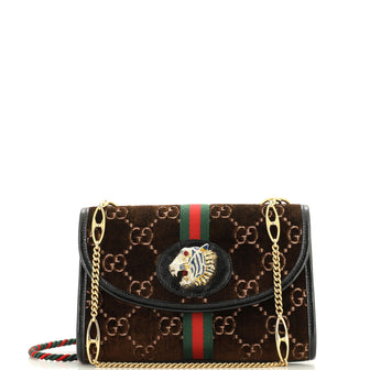 Gucci Rajah Web Chain Shoulder Bag GG Velvet Small