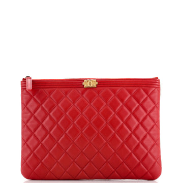 Chanel Boy O Case Clutch Quilted Lambskin Medium