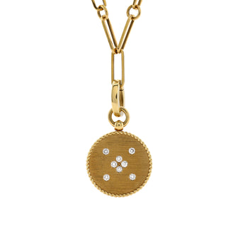 Roberto Coin Venetian Princess Flower Disc Pendant Necklace 18K Yellow Gold with Diamonds