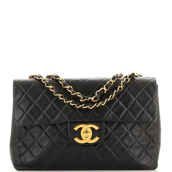Chanel Vintage Classic Single Flap Bag Quilted Lambskin Maxi