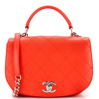 Chanel Ring My Bag Top Handle Bag Stitched Calfskin Medium